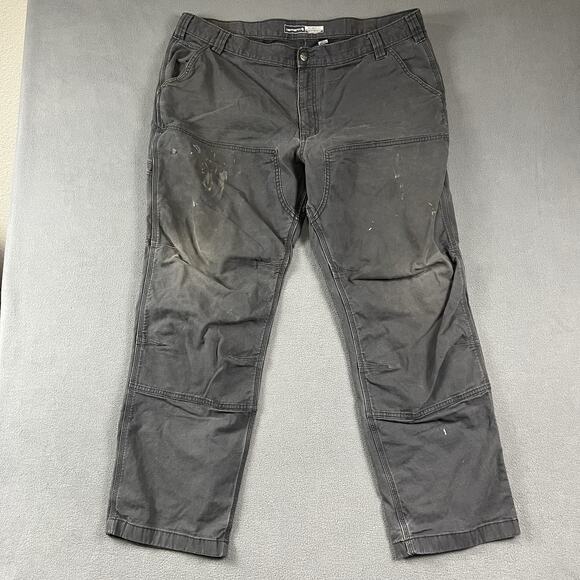 Carhartt Pants Mens 42X29 Gray Double Knee Workwear Grunge Distressed Jeans - Picture 1 of 13